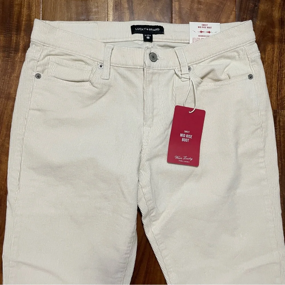 NWT Lucky Brand Mid Rise Corduroy Sweet Boot Pants Cream 8/29 - Picture 5 of 11